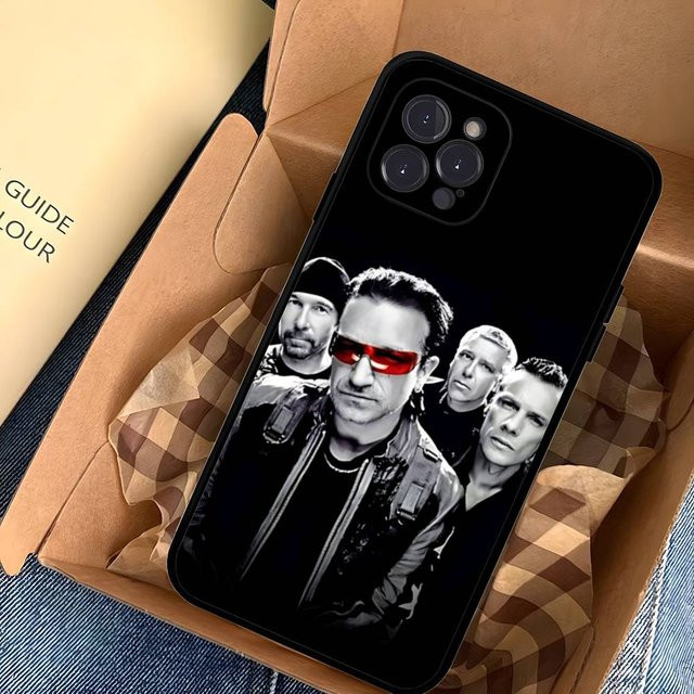 Handyhülle mit U2 Rockband Design für iPhone 17 16 15 14 13 12 11 Pro Max Plus aus weichem TPU in Schwarz - Bild 1