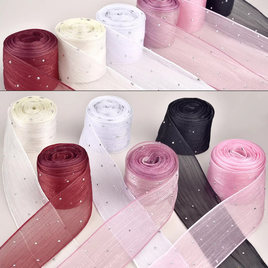 Diamant Plissee Mesh Organza Band Rolle für DIY Dekoration, Breite: 4 cm, Länge: 5 m - Bild 3