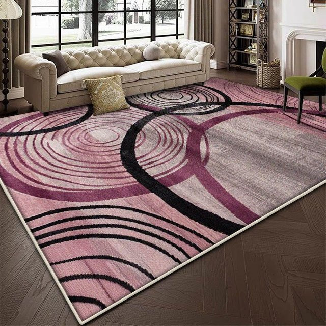 Karpetti Wohnzimmerteppich Nordisch Abstrakt in Pink, weicher Plüschteppich rutschfest und waschbar, B/T: 120 x 160 cm - Bild 1