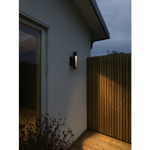 Konstsmide Udine LED-Außenwandleuchte in Schwarz mit Aluminium und Glas, B/H: 30 x 7,5 cm - Bild 3