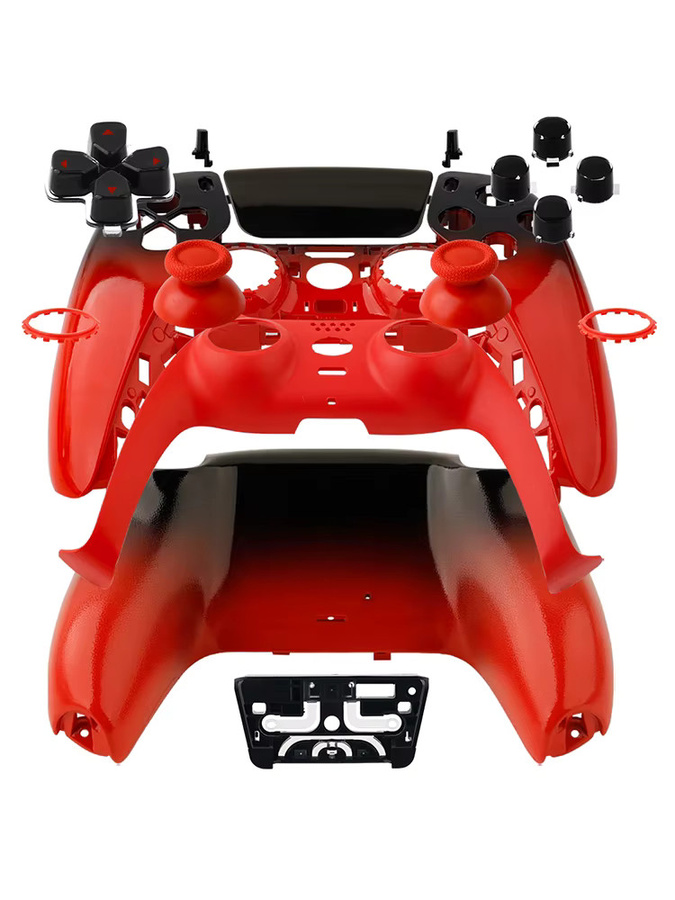 inRobert Ersatzgehäuse-Kit für PS5 mit Gradient Rot-Schwarz Design und Kristallknöpfen für BDM 010 020 030 040 050 - Bild 1