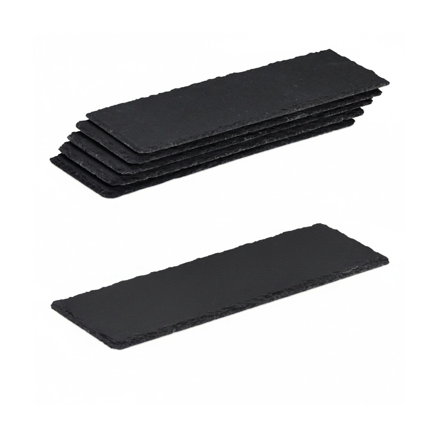 Relaxdays Servierplatten Schiefer Set in Anthrazit, 6er Set, beschriftbar und rutschfest, B/T/H: 30 x 10 x 0,8 cm - Bild 2