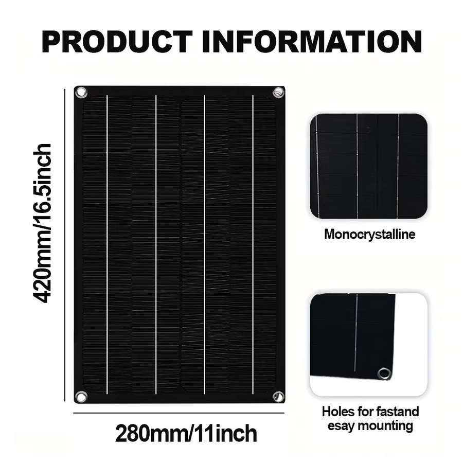 Soecopo Flexibles Solarpanel 300 W 18 V Schwarz Tragbares Outdoor-Solarpanel für Wohnmobil, Camping, Auto und Boot - Bild 3