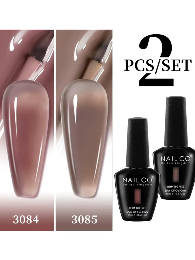 NAILCO Color Gel Polish Set, 15 ml, Jelly Amber Rose Red Mokka, halbtransparent - Bild 3