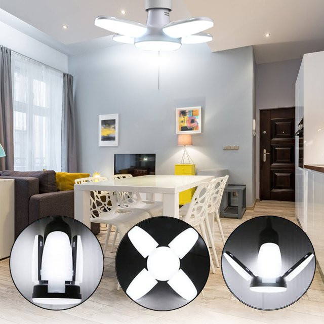 GGBEE Faltbare LED-Glühbirne E27 mit 40 LEDs in Weiß für Zuhause, Garage und Werkstatt - Bild 1