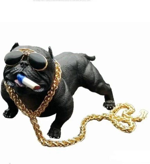 Rui Di Bulldogge Auto-Armaturenbrett-Dekoration aus Harz in Schwarz - Bild 1