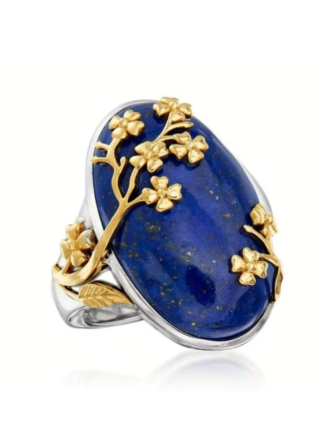 YoYo Ring, Synthetischer Lapis Lazuli, Blumen, Damen - Bild 3