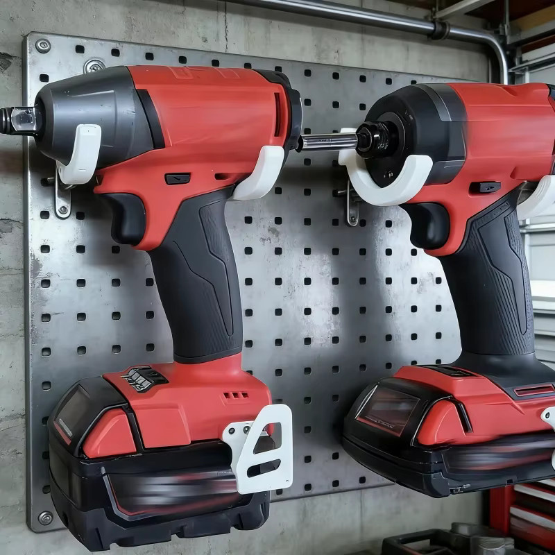 3er-Set robuste Wandhalterungen für Milwaukee Elektrowerkzeuge in Rot, universelle Wandmontage für Akku-Bohrmaschinen und Aufbewahrungsregal - Bild 4