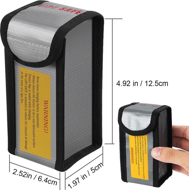 YUNIQUE EUROPE Feuersichere Lipo-Akku-Sicherheitstasche in Grau, Explosionsgeschützter Lade- und Aufbewahrungskoffer, B/T/H: 12,5 x 6,4 x 5,0 cm - Bild 1