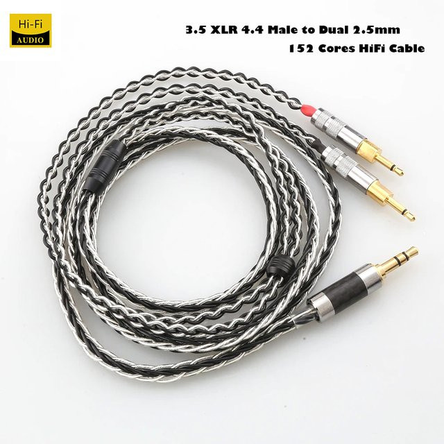 Sennheiser HiFi-Audiokabel 3,5 mm XLR auf Dual 2,5 mm mit 152 Kernen für HD700 und NW ZX300A in Silber - Bild 1