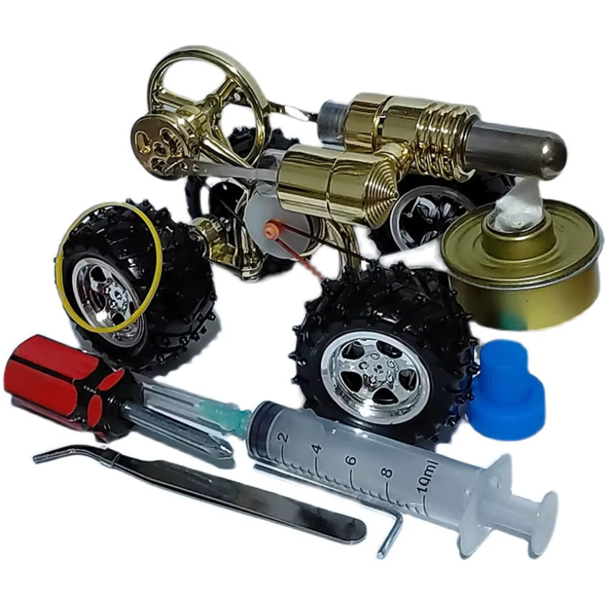 ZJMZYM Motor Miniaturmodell Außenverbrennung Angetriebenes Auto, Metall, Bunt / Mehrfarbig - Bild 3