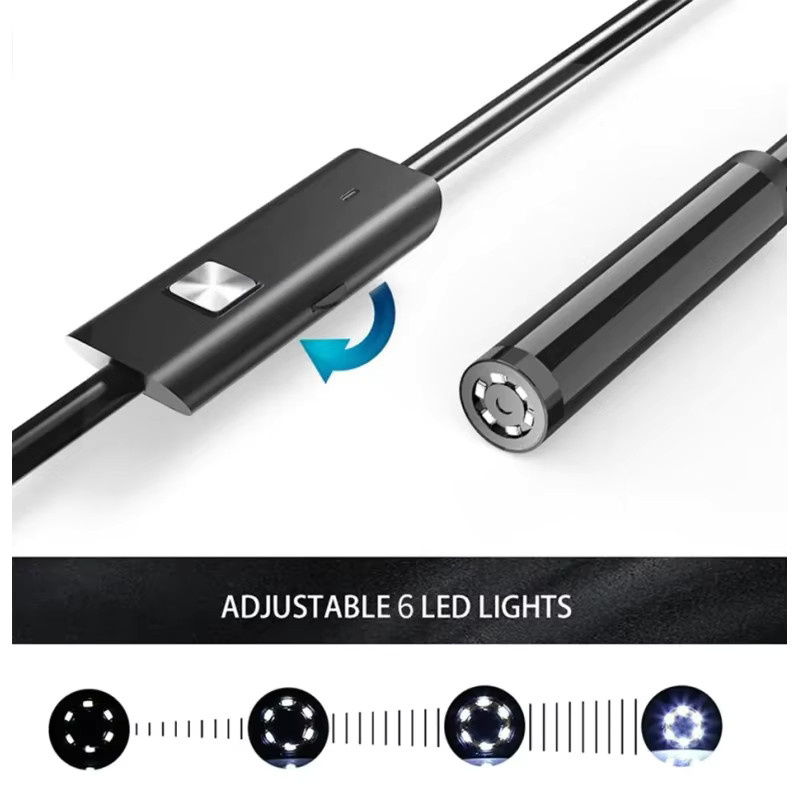 SNQP Endoskopkamera mit Typ-C Anschluss, 7,0 mm flexible Inspektion, IP67 wasserdicht, 6 LEDs, Schwarz, kompatibel mit Android und PC - Bild 3