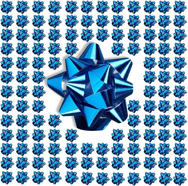 Relaxdays Geschenkschleifen 200er Set aus Polypropylen in Blau, selbstklebend, B/T/H: 2 x 5 x 5 cm - Bild 1