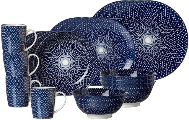 Ritzenhoff & Breker Kombiservice Royal Reiko aus Porzellan in Blau, 20er Set mit geometrischem Design - Bild 1