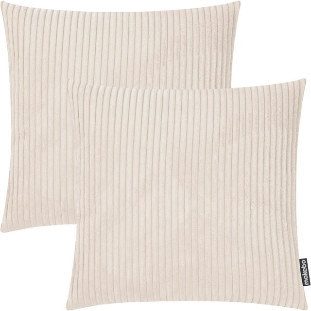 mokebo Dekokissen Set Die Kuschelbuddies 2er-Set aus Cord mit Füllung in Naturfarben - Bild 1
