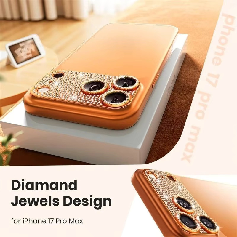 VYOPBC Bling Strass Kameralinsen Schutz für iPhone 17 16 15 14 13 Pro Max Plus 17 Air in Silber mit Glas Vollabdeckung und Kratzschutz - Bild 1