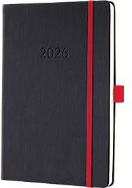 Wochenkalender Sigel Conceptum 2026 C2608, A5, rot-schwarz, 192 Seiten, 2 Seiten pro Woche - Bild 1