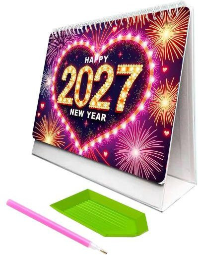 Diamond Art Schreibtischkalender-Set 2027 mit 12 Monatskalendern von Januar bis Dezember als DIY Bastelset in Multicolour für dein Heim oder Büro - Bild 1
