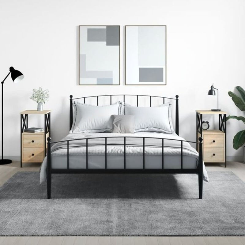Vidaxl Nachttische 2er Set in Sonoma-Eiche Natur aus Holzwerkstoff und Metall, B/T/H: 34 x 35,5 x 70 cm - Bild 1