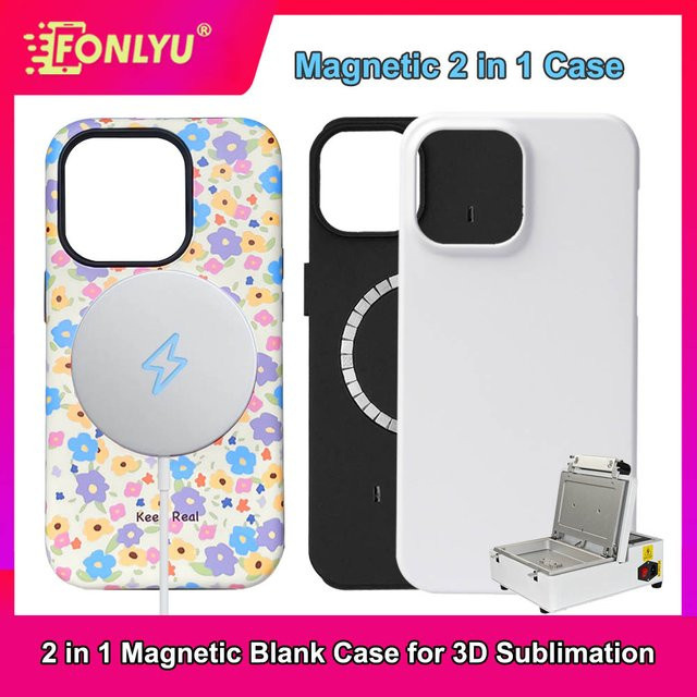 FONLYU Magnetische 2-in-1 3D-Film-Sublimations-Handyhülle für iPhone 17 16 15 14 Pro Max – Blanko-Schutzhülle zum Heißpressen und DIY-Druck - Bild 1