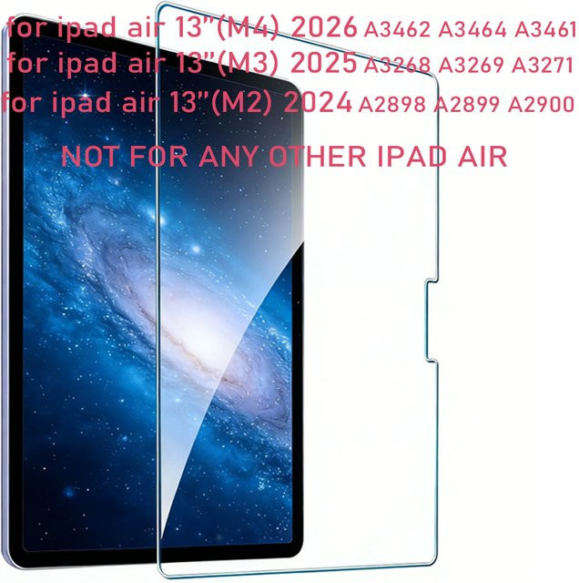Ropada Gehärteter Glas-Displayschutz für Apple iPad Air 13 Zoll und 11 Zoll M2 M3 M4, 9H Schutzfolie, Transparent - Bild 1