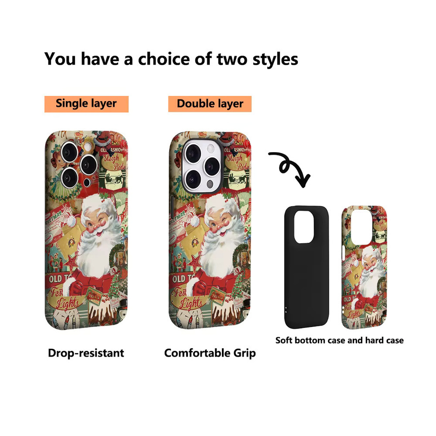 Vintage Weihnachten Karneval Handyhülle für iPhone 11 bis iPhone 17 Pro Max Plus mit doppelschichtiger Rückseite in Multicolour - Bild 3