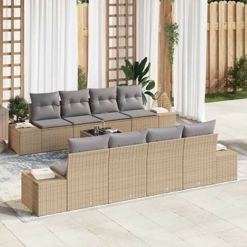 vidaXL Loungemöbel Garten-Sofa-Set aus Polyrattan in Beige und Grau, 7-teilig, B/T/H: 55 x 55 x 37 cm - Bild 1