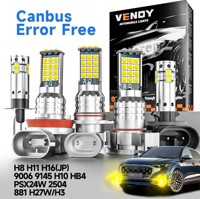 2 Stück LED-Nebelscheinwerfer Glühbirnen Set in Silber mit Canbus-System für H11 H8 H16 JP 9006 HB4 H10 9145 PSX24W 2504 H3 881 H27W als Tagfahrlicht-Zubehör - Bild 1