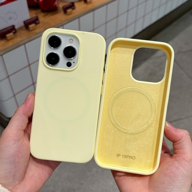 Apple Flüssigsilikon Handyhülle mit MagSafe für iPhone 11 bis iPhone 17 Pro Max in Transparent oder Gelb - Bild 1