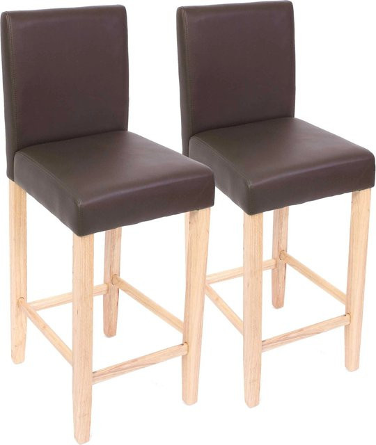 PROREGAL 2er-Set Barhocker gepolstert mit Lehne aus Kunstleder in Braun, Sitzhöhe: 74 cm - Bild 1