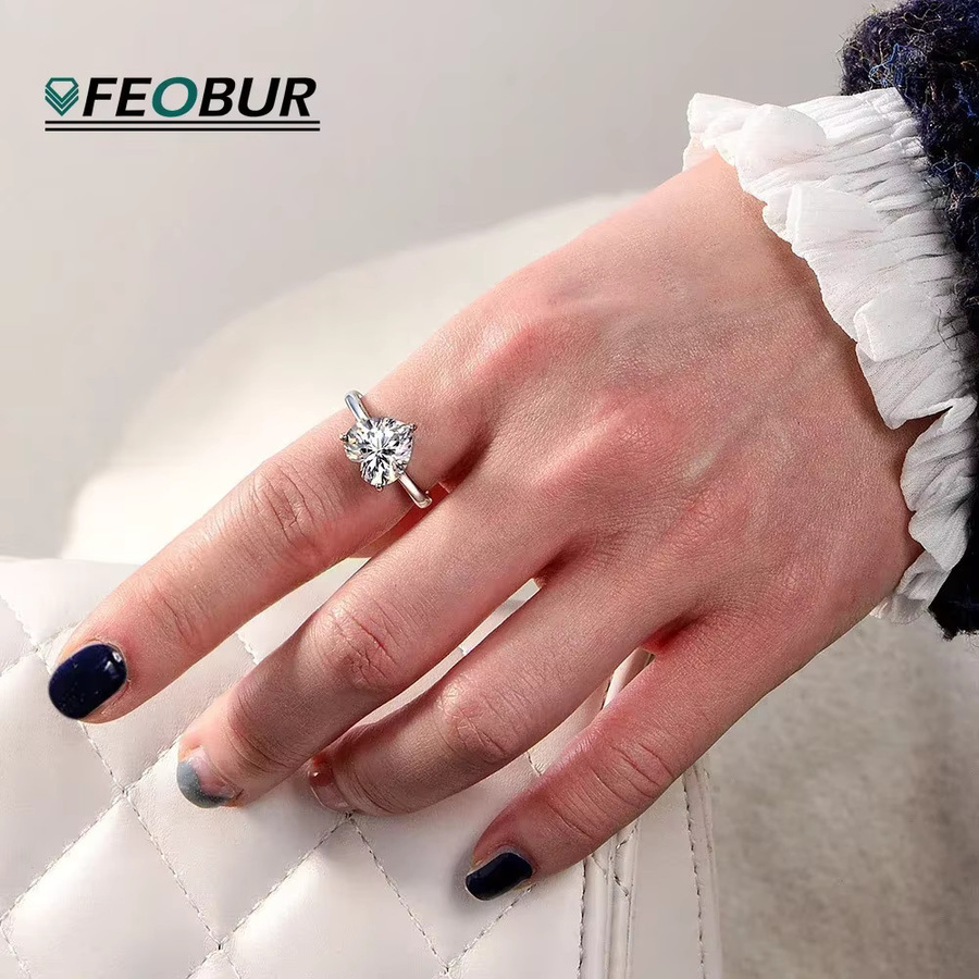Feobur Verlobungsring, 925 Silber, Moissanit, Damen - Bild 3