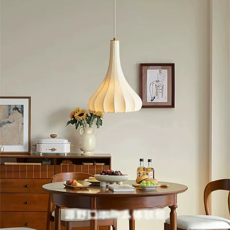 HomeLover Seidenkokon-Pendelleuchte in Weiß, minimalistische Seidenlaterne für Wohnzimmer und Schlafzimmer - Bild 3