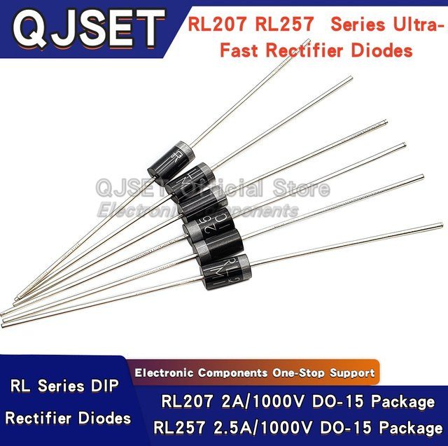 20 Stück RL207 RL257 DO-15 Gleichrichterdioden in Schwarz, Ultraschnelle Wiederherstellungsdioden für LCD Netzteilplatinen, 2A/1000V 2,5A/1000V, 1kV DIP - Bild 1
