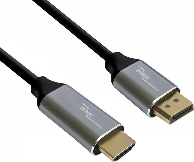 DINIC DisplayPort auf HDMI Kabel in Schwarz, 1m, 4K@60Hz, 3D und HDR - Bild 1