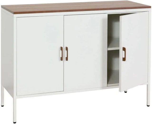 MCW Kommode Sideboard mit 3 Türen in Weiß, Melamin beschichtet, B/H/T: 120 x 90 x 40 cm - Bild 1
