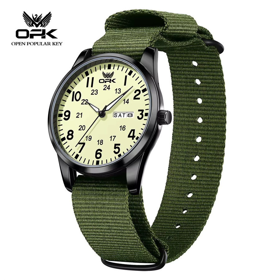 OPK Armbanduhr Quarz, Herren, Textil/NATO, Silber, Weiß, wasserdicht - Bild 2