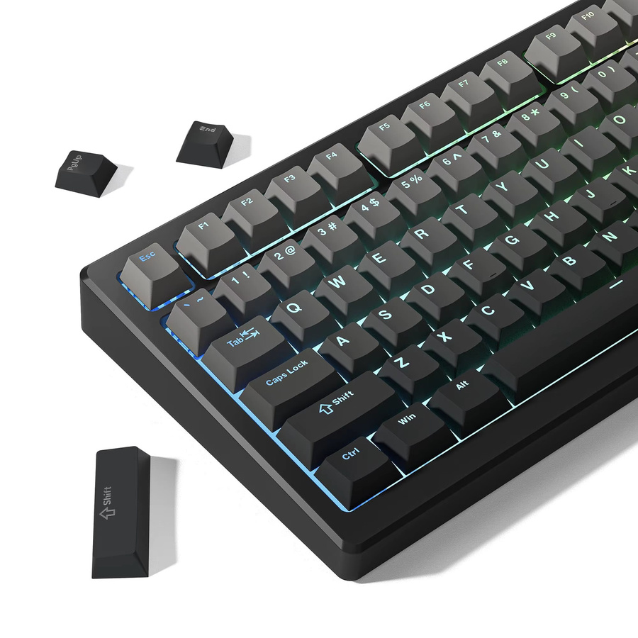 Oeny PBT Tastenkappen mit Farbverlauf in Grau und Weiß, 134+ Double Shot Keycaps mit RGB-Hintergrundbeleuchtung für mechanische Tastaturen mit Cherry und Gateron MX Switches - Bild 2