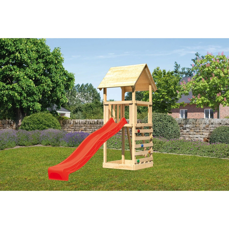 Karibu Spielturm Lotti mit Kletterwand und Rutsche in Blau - Bild 2