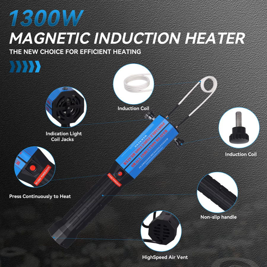 Podofo Magnetischer Induktionsheizer 1300W mit 3 flammenlosen Schraubenlösern als Hochleistungs-Handinduktionsheizgerät zur Entfernung von Rostschrauben und als Reparaturwerkzeug - Bild 3
