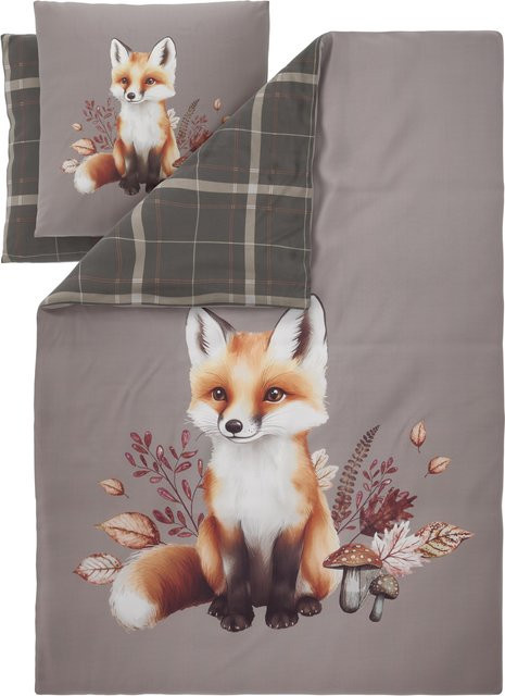 LIVARNO Mikrofaser-Satin-Wendebettwäsche mit floralem Design, Fuchs/Multicolor, B/H: 200 x 220 cm und Kissenbezug 80 x 80 cm - Bild 1