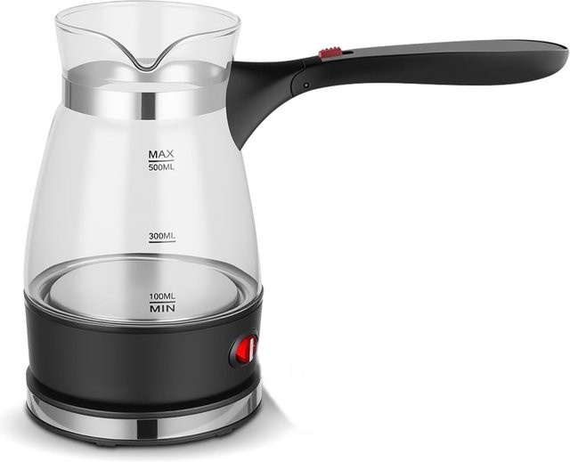 BBNV Elektrische türkische Kaffeemaschine aus Glas in Grau und Transparent, 500 ml Kaffeekanne für Mokka und Tee - Bild 1