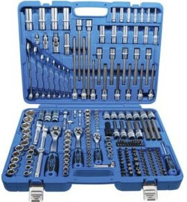 BGS Steckschlüsselsatz Sechskant mit 1/4 Zoll, 3/8 Zoll und 1/2 Zoll Antrieb, 214-teilig, mehrfarbig - Bild 1