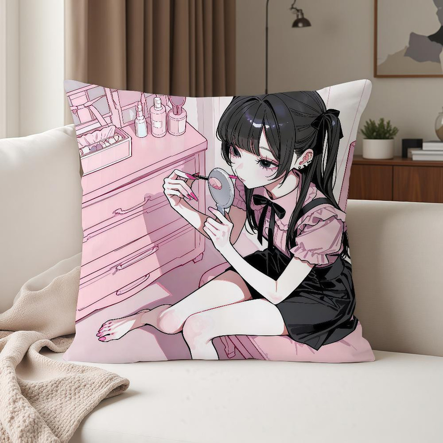 Niedlicher J-Jirai Kei Kissenbezug in Pink für Schlafzimmer, Wohnzimmer und Auto, B/H: 18 x 18 cm - Bild 2