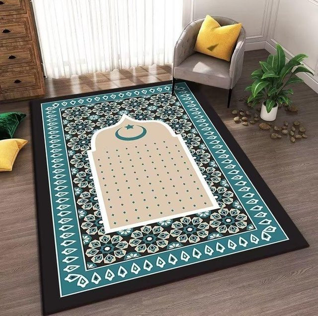 JGJG Gebetsteppich in Beige mit geometrischem Orient-Design, rutschfest und waschbar, B/T: 60 x 90 cm - Bild 1