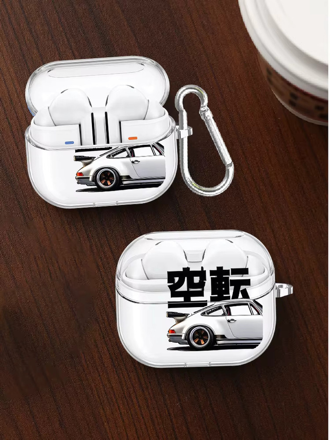 Race Win Old School Ride Kopfhörer-Schutzhülle für Redmi Galaxy Buds 5 7 8 Lite 6 Pro 8Active 6Active, Transparent mit Haken - Bild 1