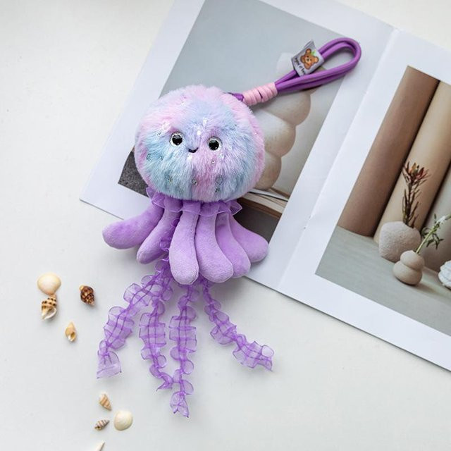 Quallen Plüschtier, Oktopus Schlüsselanhänger, violett - Bild 1