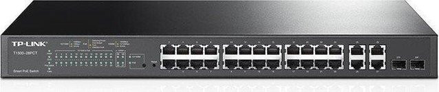 TP-Link Smart PoE Switch T1500-28PCT TL-SL2428P in Schwarz mit 24 x 10/100 PoE Ports, 2 x SFP und 4 x 10/100/1000 Ethernet/LAN Ports - Bild 1