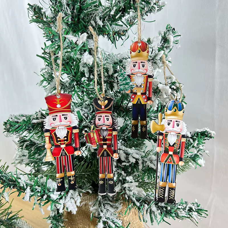 CHIXINHAPPY 12er Set Weihnachts Nussknacker Holz Anhänger als bunte Baumornamente für deine Weihnachtsdekoration - Bild 2