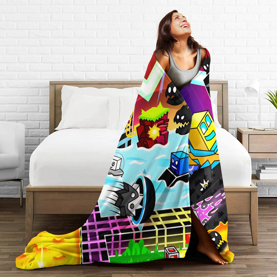 Geometrie Dash Demon Gesichter Flanell Decke aus weichem Fleece für Kinder in Multicolour - Bild 5