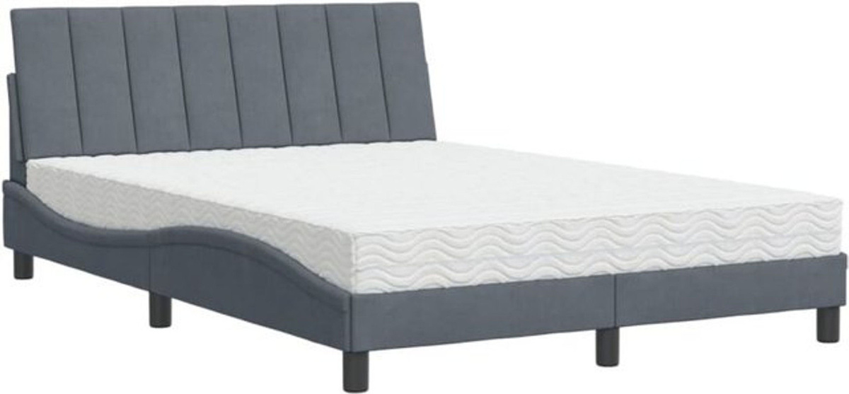 VIDAXL Polsterbett mit Matratze aus Samt und Metall in Anthrazit, B/T: 140 x 190 cm - Bild 1